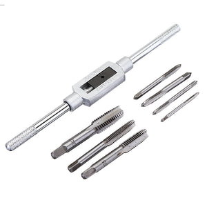 Drillpro M3-M12 Adjustable Tap Wrench with 7pcs M3-M12 Screw Thread Hand Tap Set