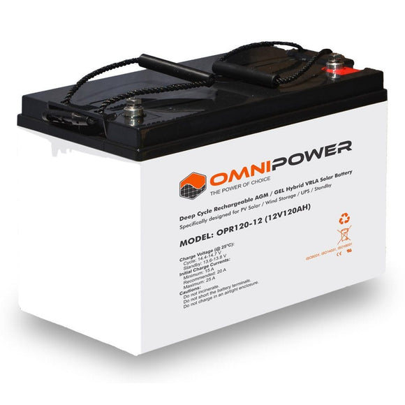 OmniPower 12V 120Ah OPR Deep Cycle Rechargeable AGM / GEL Hybrid VRLA Battery