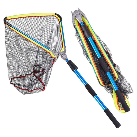 LEO 50x50x60cm Aluminum Alloy Folding Fly Triangle Brail Fishing Net Telescopic Portable Fish Trap