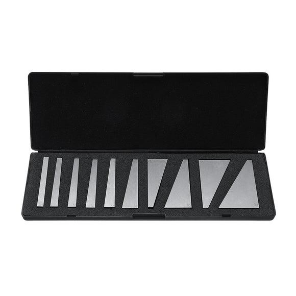 10pcs 1-30 Degree Manganese Steel Angle Gauge Block Set Machinist Metalworking Case Lathe Tools