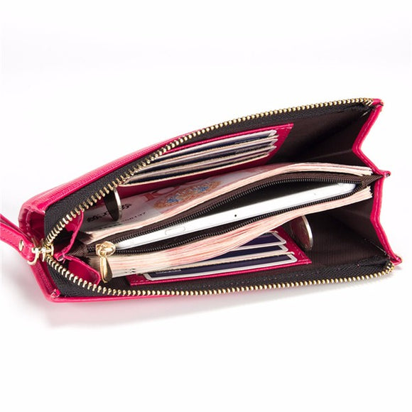 Women Zipper Long Wallet Girls Candy Color Clutches Bags Card Holder Coin Bags 5.5'' Phone Purse