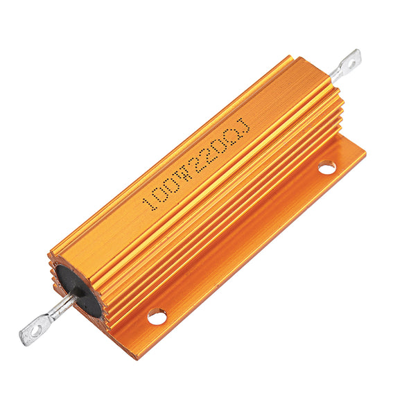 RX24 100W 220R 220RJ Metal Aluminum Case High Power Resistor Golden Metal Shell Case Heatsink Resistance Resistor