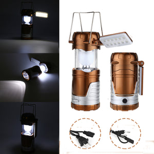 3 in 1 Retractable Solar Lantern Camping Tent USB Rechargeable LED Flashlight Torch