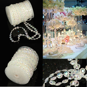 30m Wedding Curtain Diamond Iridescent Acrylic Crystal Beads Strand Party Decor