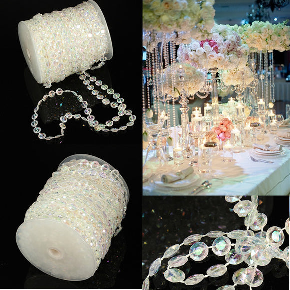 30m Wedding Curtain Diamond Iridescent Acrylic Crystal Beads Strand Party Decor