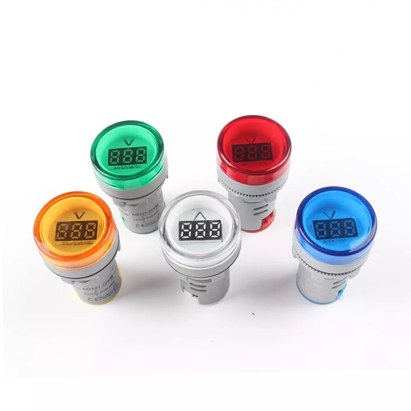 3Pcs 22MM AD16 AD16-22DSV type 110V 220V AC 60-500V Mini Voltage Meter LED Digital Display AC Voltmeter Indicator Light/Pilot Lamp - Blue