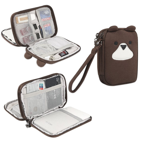 BUBM QXD-D Bear Shape Portable External Hard Drive Carrying Bag Cable Organizer for 2.5 Inch Externa