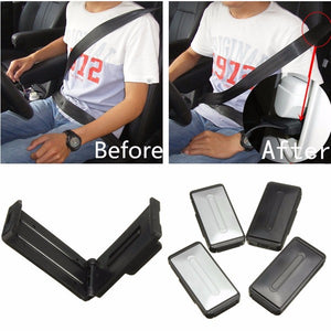 2Pcs Car Auto Seat Belt Clips Adjustable Comfort Safety Locking Stopper Extender Sliver Black