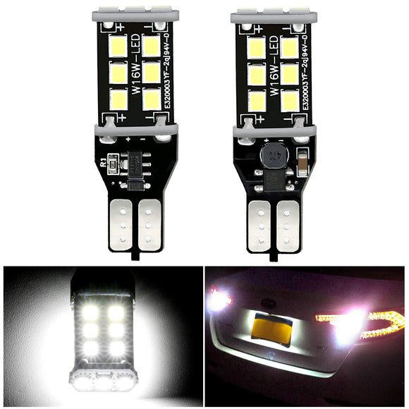 Audew T15 906 W16W Car LED Backup Reverse Lights Bulbs Error Free 7.2W 1200LM 6000K 2PCS