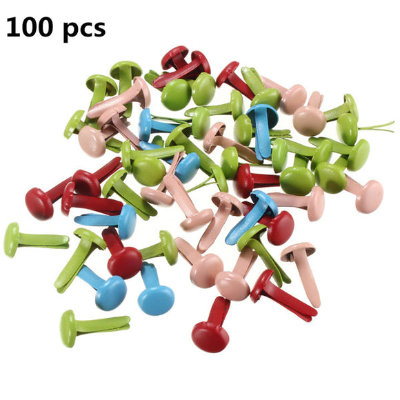 100 pcs  8*17mm Mixed Color Pastel Round Metal Brads For Scrapbooking Brads Rivets Scrapbook