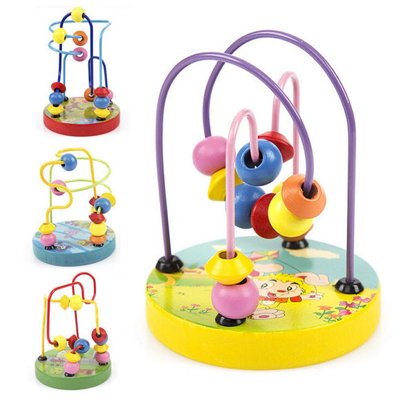 Counting Circles Bead Abacus Wire Maze Roller Coaster Wooden Montessori Toys