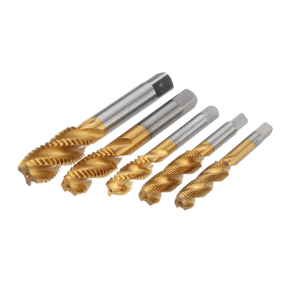 Drillpro 1/2-3/4 Imperial Spiral Flute Hand Tap HSS Titanium Coated Machine Screw Plug Tap Drill