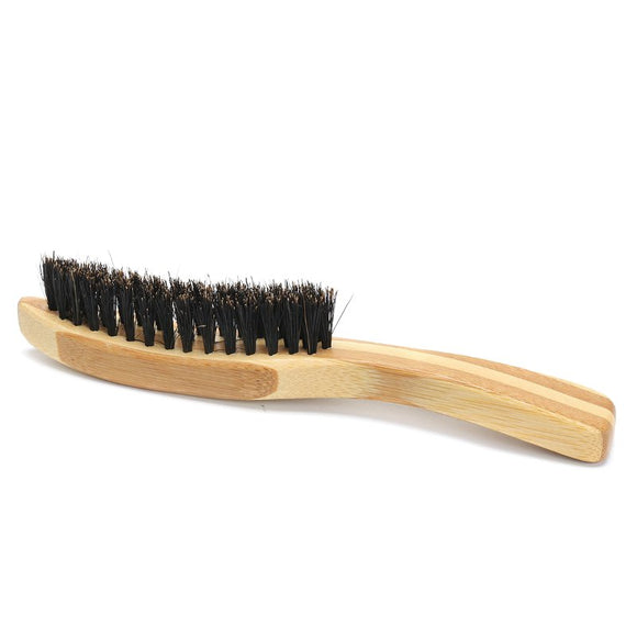 Portable Men Boar Bristle Beard Brush Facial Hair Shaving Brush Long Bamboo Handle