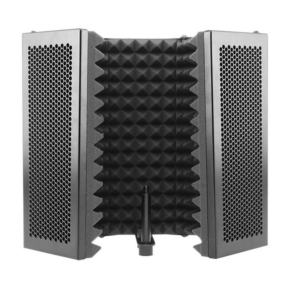 331x1060mm 5 Panels Foldable Studio Microphone Isolation Shield Acoustic Foam Sound Absorbing for Studio Recording Live Broadcast