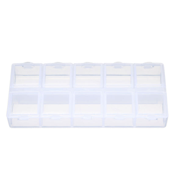 Double Sides 10 Slots Compartment Plastic Storage Box Clear Tool Case