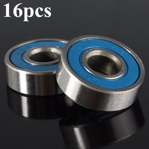16Pcs Rotation Speed Skateboard Skate Longboard ABEC-9 608RS Steel Bearings Blue