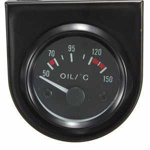 Universal Car Black Pointer Oil Temperature Temp Gauge 50-150 LED Light 2 52mm Universal Car Black Pointer O"