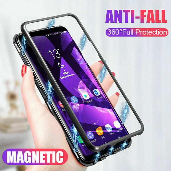 Bakeey 360 Magnetic Adsorption Metal Tempered Glass Flip Protective Case for OnePlus 7 PRO