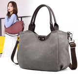 Women Large Capacity Canvas Casual Stripe Handbag Shoulder Bag For Shopping