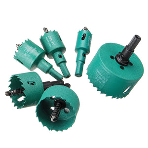 6pcs 22/30/35/45/50/65mm M42 HSS Hole Saw Cutter Green Metal Tip Drill For Aluminum Iron Wood