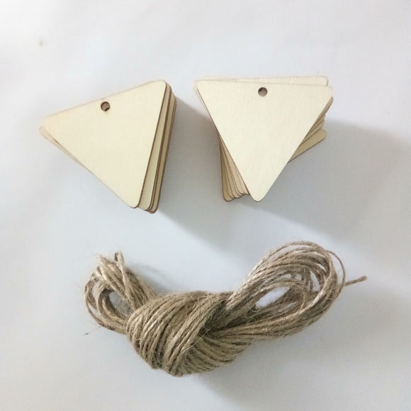 25Pcs Blank Triangle Wood Chips Sheet Hanging Tags Ornament Laser Engraving DIY Art Wedding Decor