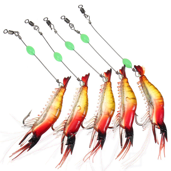 ZANLURE 5pcs 80mm Soft Plastic Fishing Bait Prawn Shrimp Fishing Lure Tackle