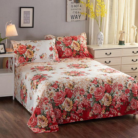 1Pc Luxury Peony Flowers Pattern Frilly Ruffles Bedspread Bedding Sets