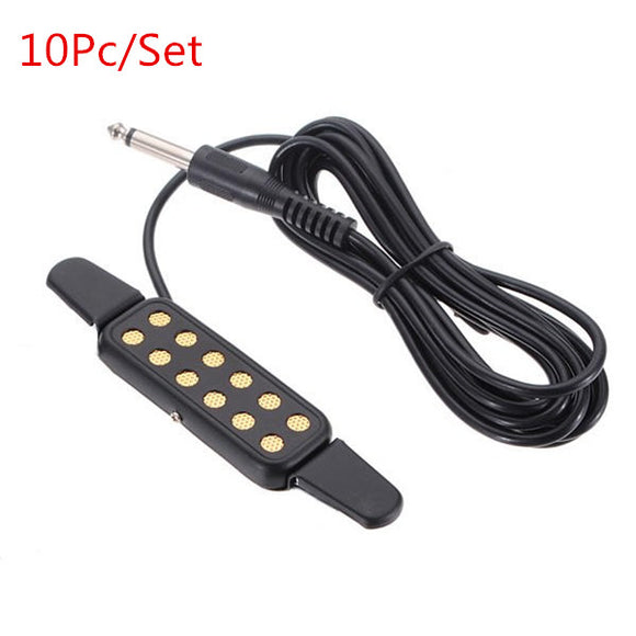 Wholesale 10Pcs KQ3 Acoustic Guitar Pickup Microphone Wire Amplifier 12 Holes Black