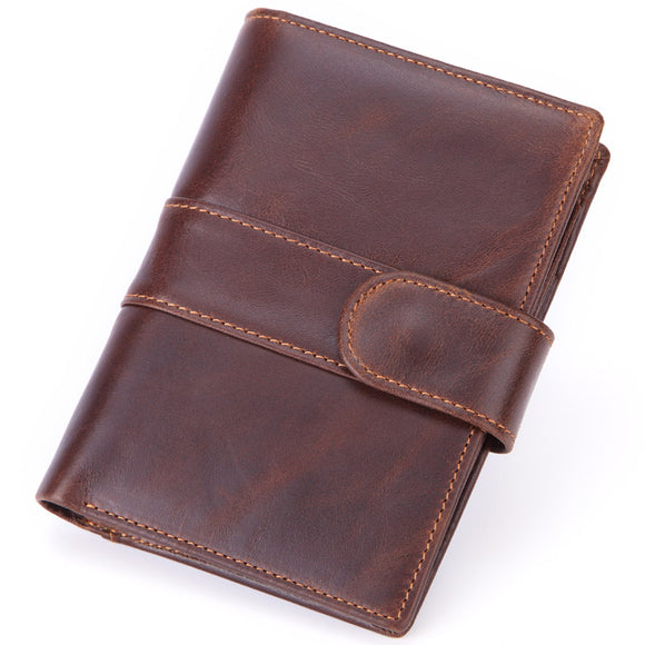 Men Genuine Leather Vintage 10 Card Slots Coin Bag Hasp Wallet