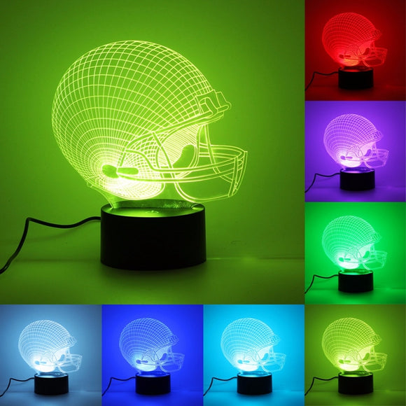 USB 7 Color Changing 3D LED Rugby Cap Night Light Touch Switch Table Lamp