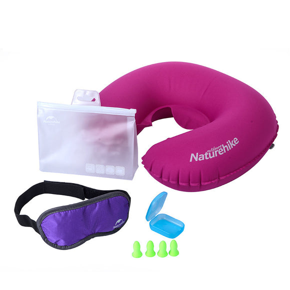 Naturehike NH16T012-T 3Pcs/set Inflatable Pillow Neck Support Eye Mask Earplug Airplane Travel