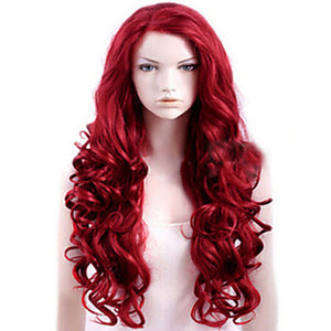 Realistic Jujube Red Side Points Long Roll Big Wave Wig