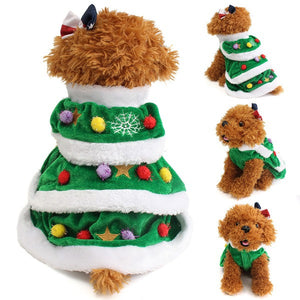 Christmas Festival Tree Pet Dog Cat Coat Puppy Warm Clothes Costumes Apparel Dress