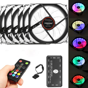 6Pcs RGB LED 366 Modes Quiet Computer Case PC Cooling Fan 120mm+Remote Control DC 12 V