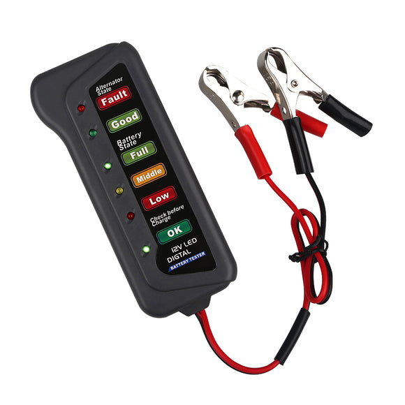 BATTERY FRIEND 12V 24V Car Battery Tester Digital Alternator Detector Mate Car Lighter Plug Diagnostic Tool with 6 LED Indicator