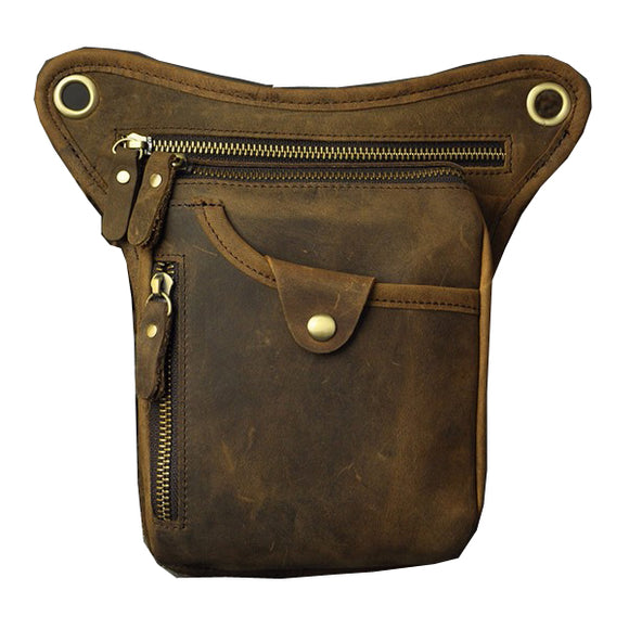 Men Genuine Leather Crossbody Bag 8inches Cell Phone Camera Waist Bag