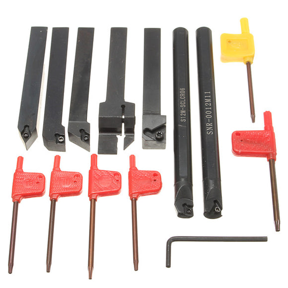 7pcs 12mm Turning Tool Holder Set SCLCR/SDJCR/MGEHR Lathe Boring Bar Without Insert