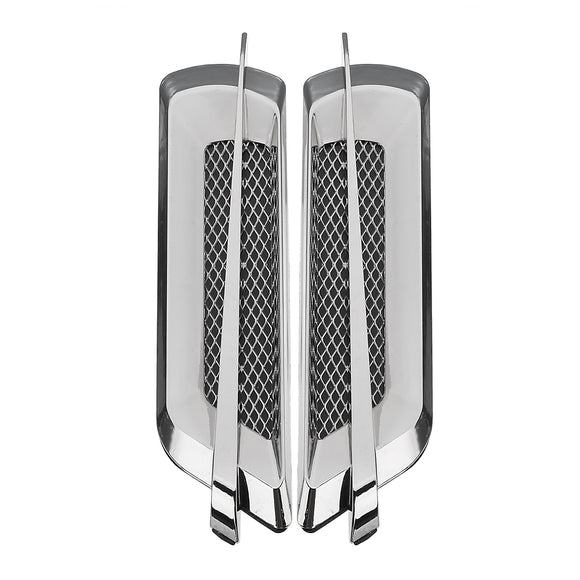 Pair Universal Silver Car Side Air Flow Vent Fender Intake Decoration Stickers