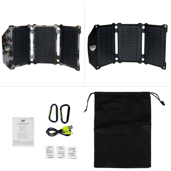 21W Camouflage/Black Portable Folding Solar Panel for USB-charged Device/Hiking
