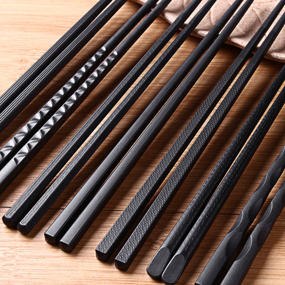 5Pairs (10 PCS) Alloy Non-Slip Reusable Chopsticks Sushi Set Chinese Food Chop Sticks Tableware