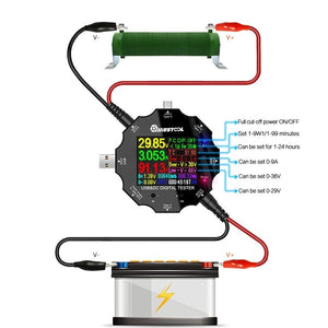 MUSTOOL UD18 USB3.0/DC/Type-C 18 in 1 USB Tester bluetooth APP + DC Male to Crocodile Clip + DC Female to Crocodile Clip