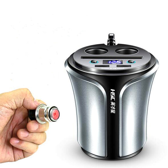 Car Charger Dual USB Two In One Car Cigarette Lighter With Voltage HSC-108D