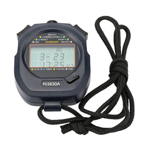 Digital Stopwatch Timer Handheld 30 Memory 3 Row Display Electronic Pocket Running Timer