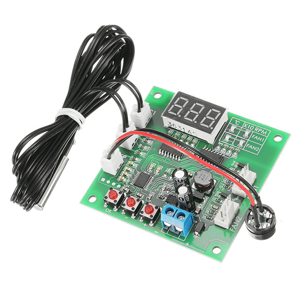 ZHIYU DC 12V 24V 48V 2 Way Cooling PWM 4 Wire Fan Temperature Controller Temperature Speed Display
