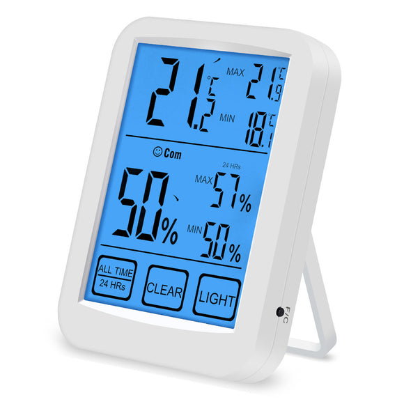 Multifunctional Household Digital Thermometer Hygrometer Backlit Luminous Touch Screen Electronic Temperature and Humidity Meter