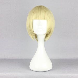 Harajuku Pale Gold Full Bang Short Synthetic Fiber High Temperature Cosplay Wig Anime Costume Hair