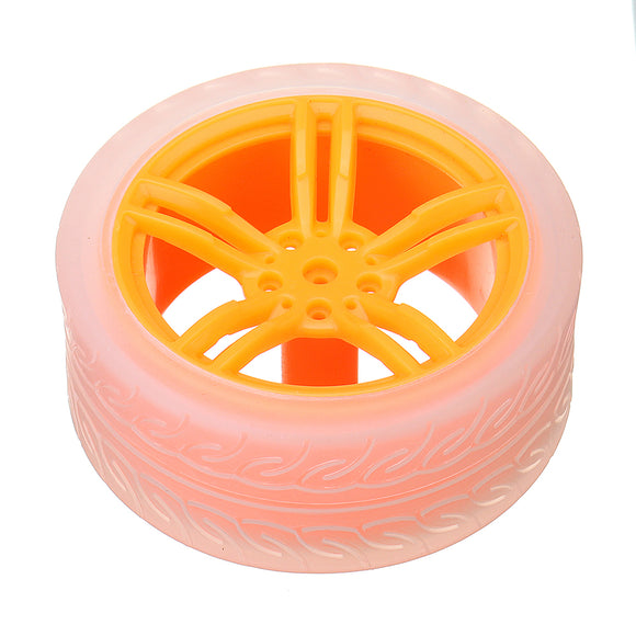 2Pcs 65*27mm Orange+Transparent Color Rubber Wheels for TT Motor Arduino Smart Chassis Car