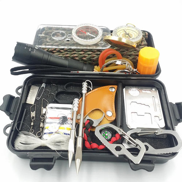 25 In One Sports SOS Emergency Survival Equipment Kit For Tactical Hunting Tool With Self-Help Box