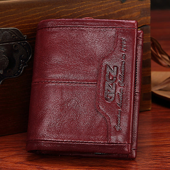 Women Genuine Leather Vintage Short Wallet