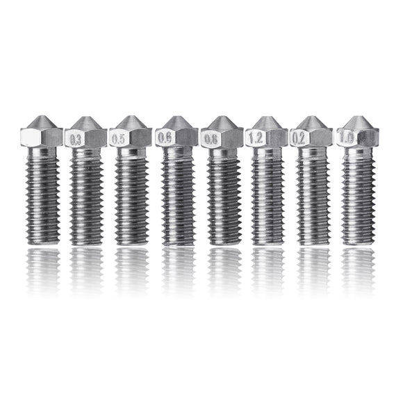 0.2/0.3/0.4/0.5/0.6/0.8/1.0/1.2mm Stainless Steel Lengthen Volcano Nozzle for 1.75mm Filament
